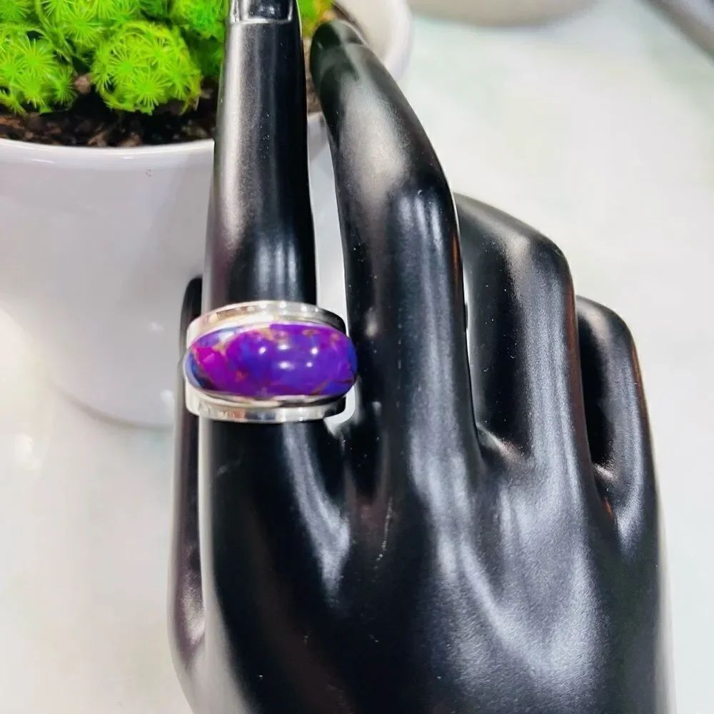 Sterling Silver Turquoise and purple accent cigar band